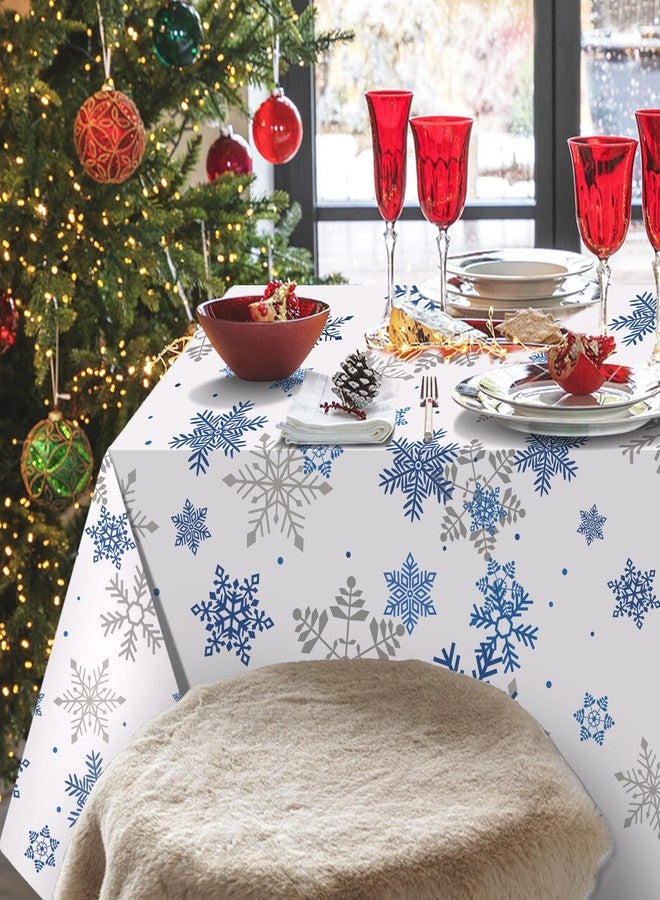 SpinLaLa 3-Piece 54 x 108 Inch Christmas Plastic Tablecloth White Snowflakes Design, Disposable Holiday Winter Wonderland Rectangle Table Cloth for Dining Room Kitchen Table Cover Indoor Outdoor Decorations - Image 5